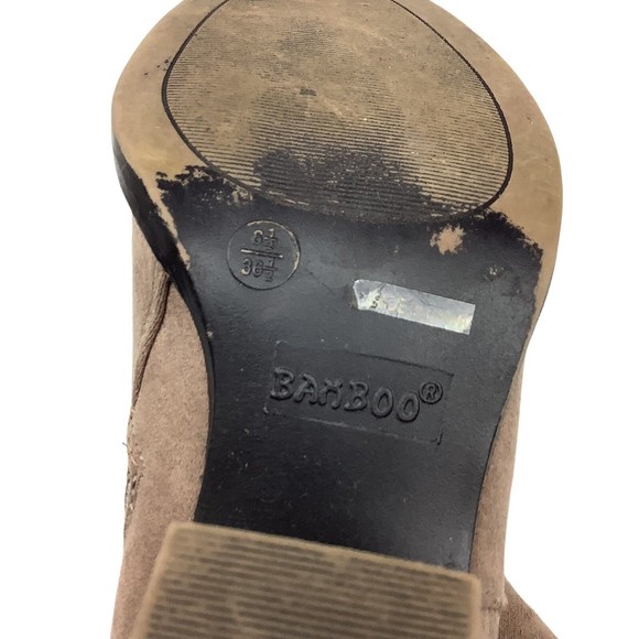 Banboo Avenge Women’s 6.5 Tan Brown Faux Suede Leather Ankle Boots Botties Heel - Picture 9 of 11